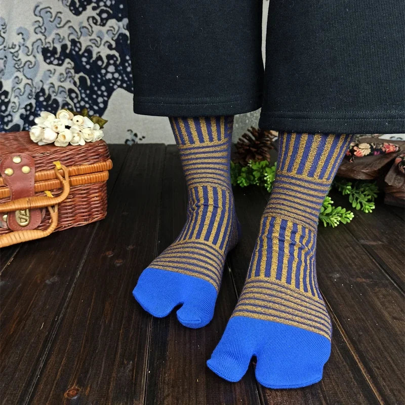 Calcetines tabi Sen – rayas, azul – vista 3
