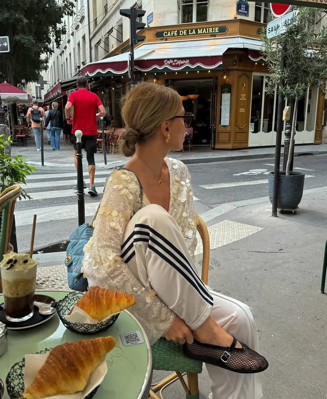 Kimono corto Hikari – lentejuelas, blanco perla – vista 4