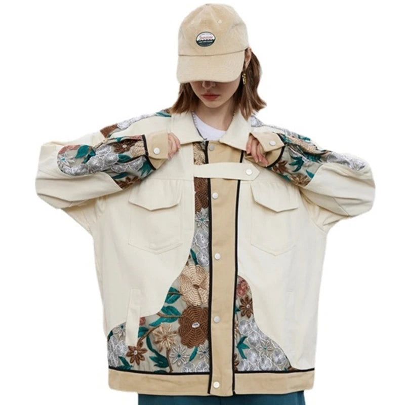 Chaqueta kimono Kiku – bordado floral, hombre – vista 3