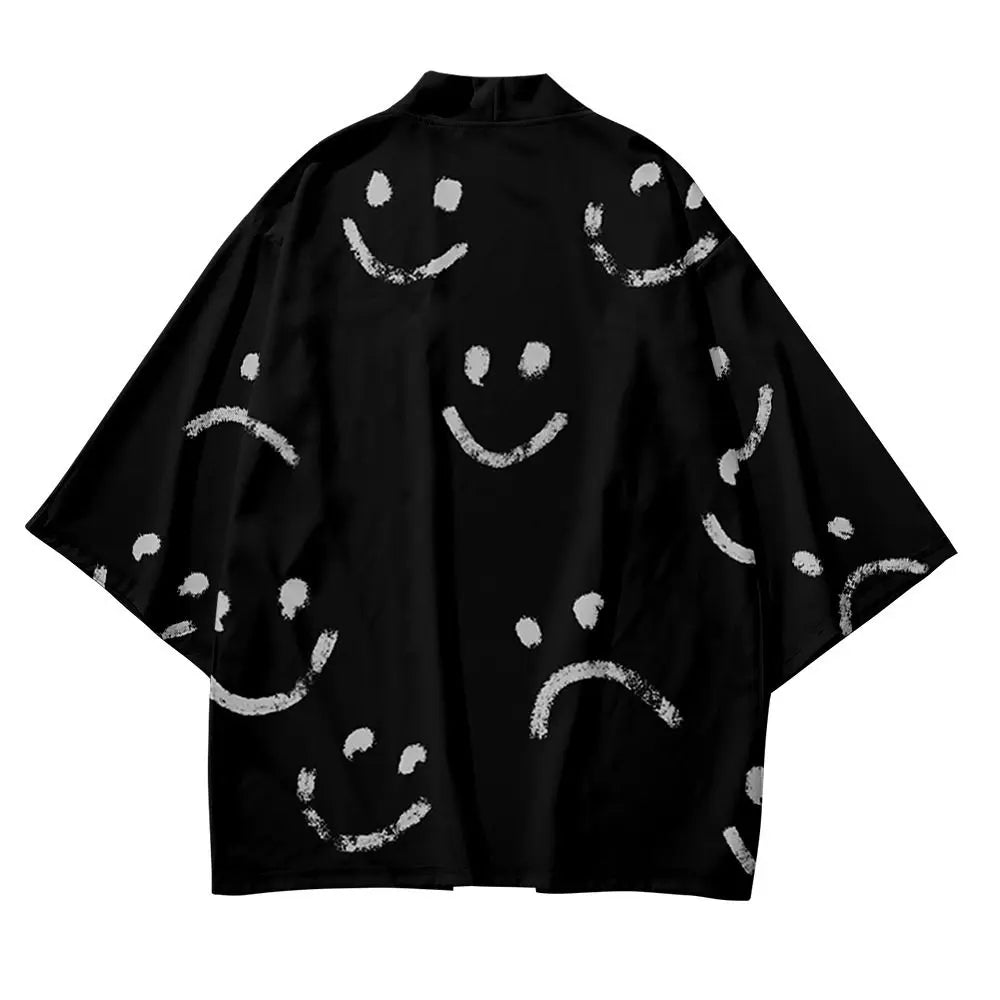 Kimono japonés Niko – smileys, negro