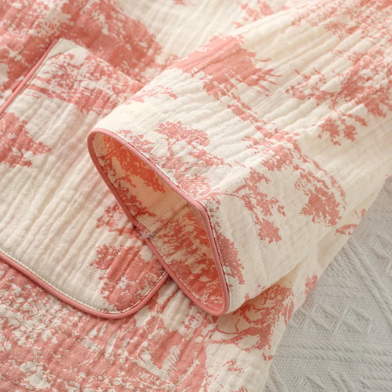 Pijama kimono Yoru – algodón estampado, rosa, mujer – vista 5