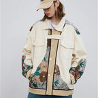 Chaqueta kimono Kiku – bordado floral, hombre