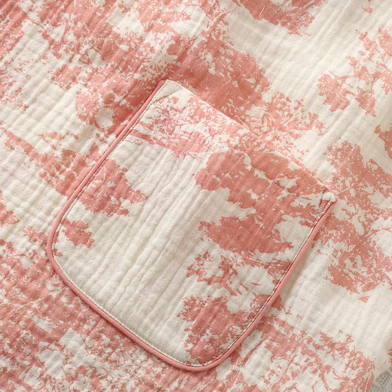 Pijama kimono Yoru – algodón estampado, rosa, mujer – vista 4