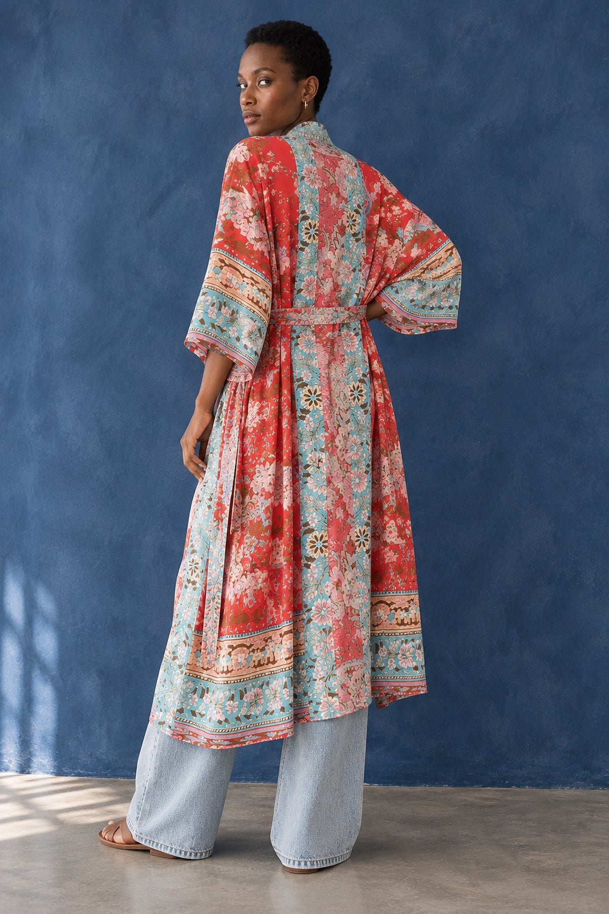 Espalda del kimono largo Hane multicolor
